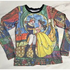 Disney‎ Beauty and the Beast Stained Glass Top Womens Small Whimsical Disneycore